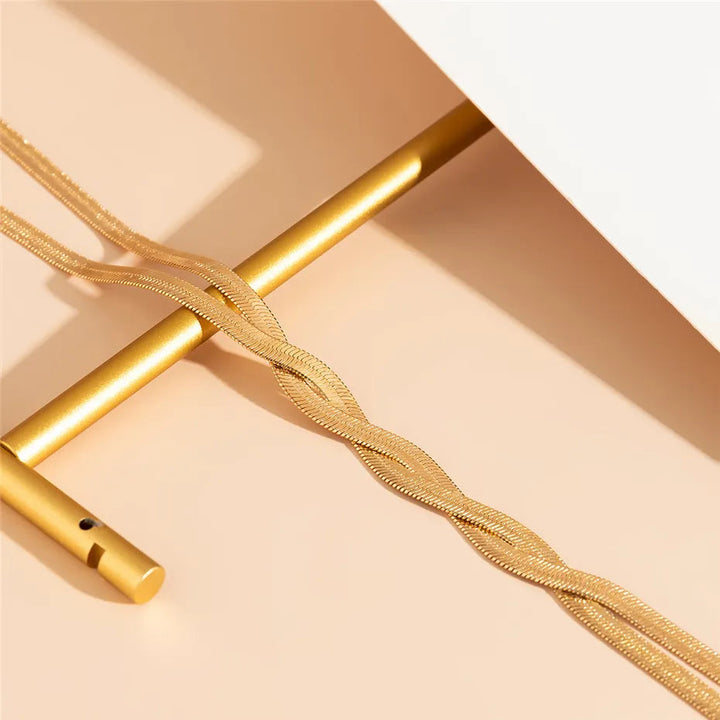 Elegant Long Necklace with Adjustable Snake Design