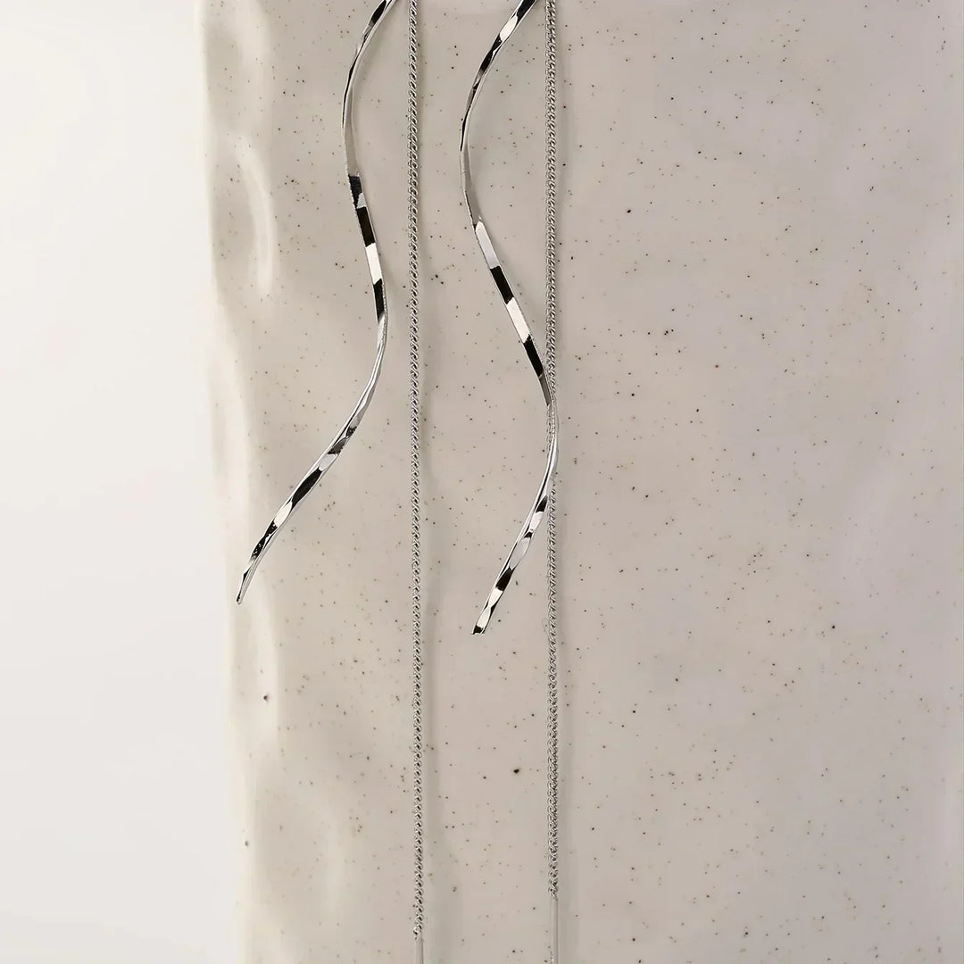 Long Earrings with Wavy Design