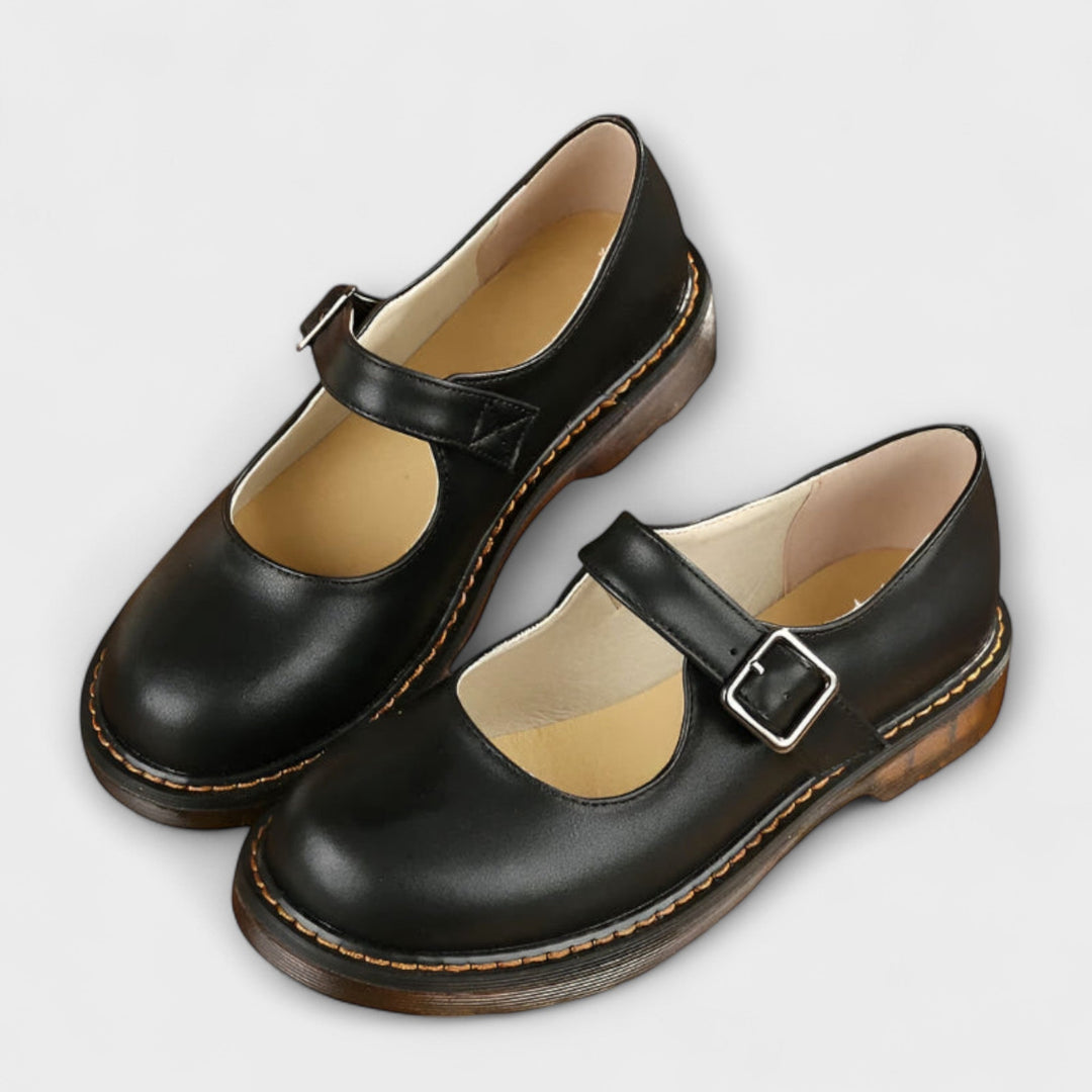 Ladies Vintage Mary Jane Shoes – Classic Leather Shoes with Strap & Comfort Sole