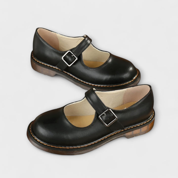 Ladies Vintage Mary Jane Shoes – Classic Leather Shoes with Strap & Comfort Sole