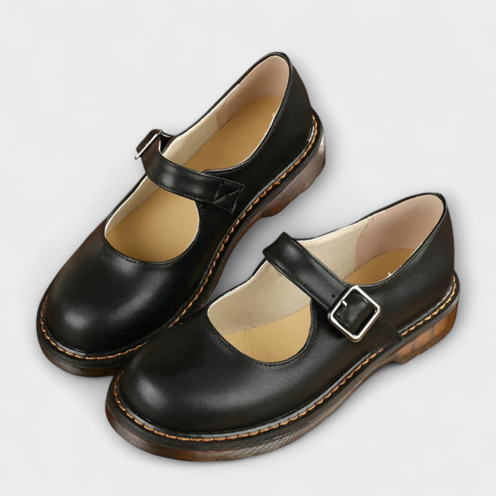 Ladies Vintage Mary Jane Shoes – Classic Leather Shoes with Strap & Comfort Sole