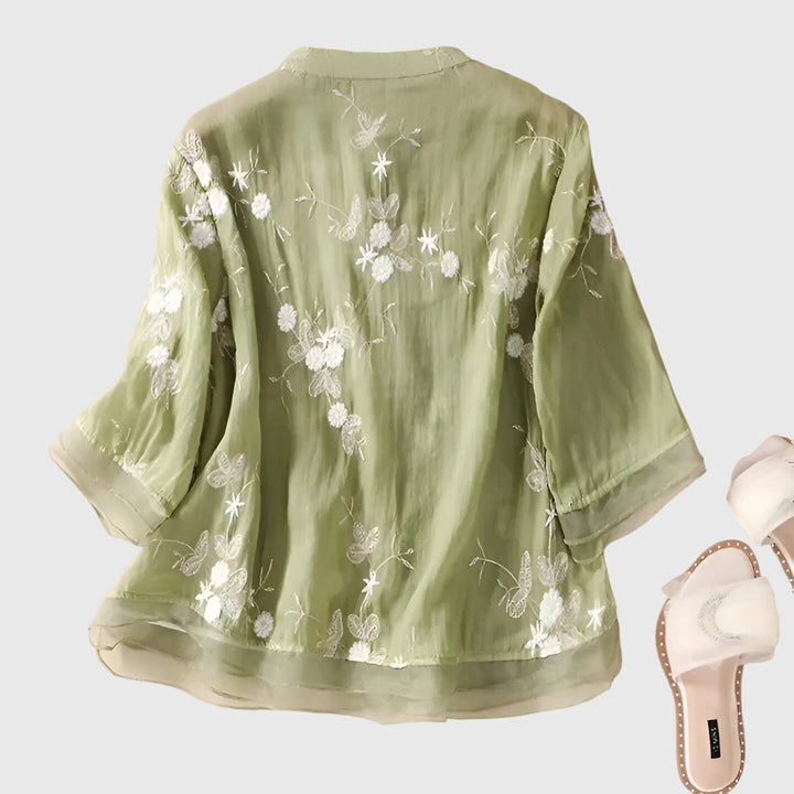 Nellie™ | Elegant Top with Embroidered Flowers